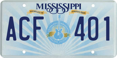 MS license plate ACF401