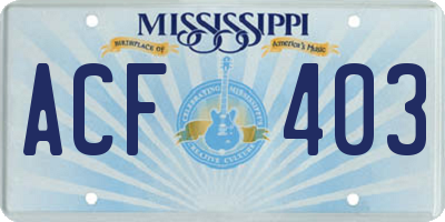 MS license plate ACF403