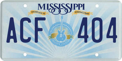 MS license plate ACF404
