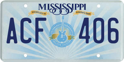MS license plate ACF406