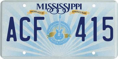 MS license plate ACF415