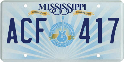 MS license plate ACF417