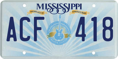MS license plate ACF418