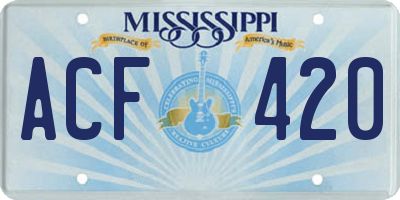 MS license plate ACF420