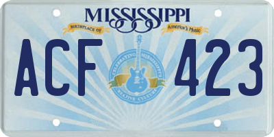 MS license plate ACF423