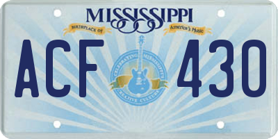 MS license plate ACF430