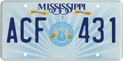 MS license plate ACF431