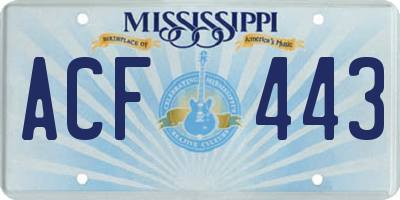 MS license plate ACF443