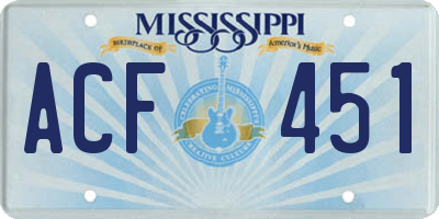 MS license plate ACF451