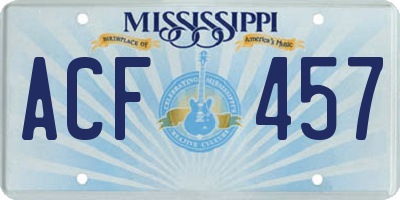 MS license plate ACF457