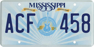 MS license plate ACF458