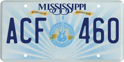 MS license plate ACF460