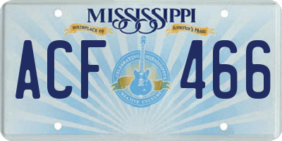 MS license plate ACF466