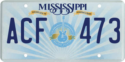 MS license plate ACF473