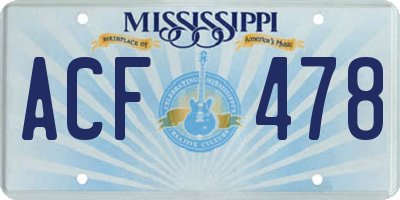 MS license plate ACF478