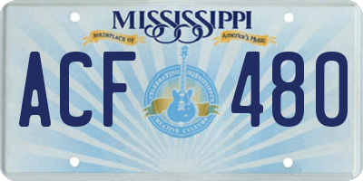 MS license plate ACF480