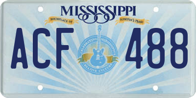 MS license plate ACF488