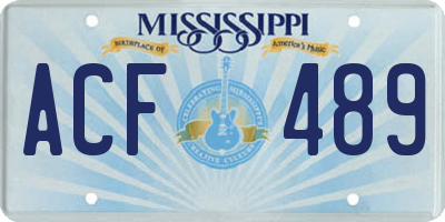 MS license plate ACF489