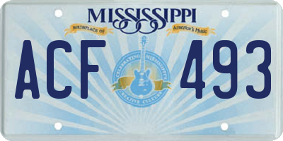 MS license plate ACF493
