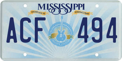 MS license plate ACF494