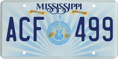 MS license plate ACF499