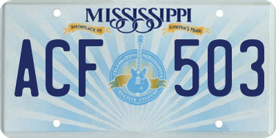 MS license plate ACF503