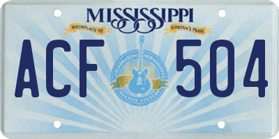 MS license plate ACF504