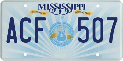 MS license plate ACF507