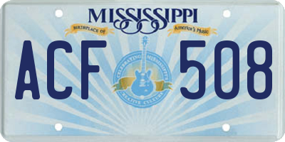 MS license plate ACF508