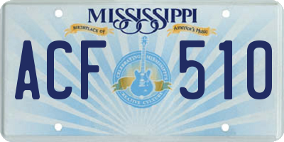 MS license plate ACF510