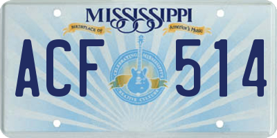 MS license plate ACF514