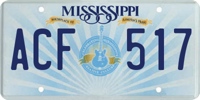MS license plate ACF517