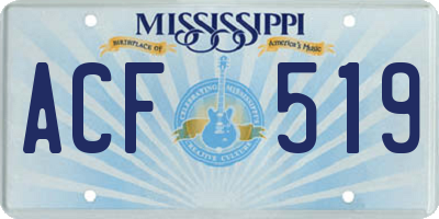MS license plate ACF519