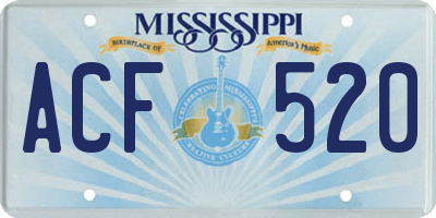 MS license plate ACF520