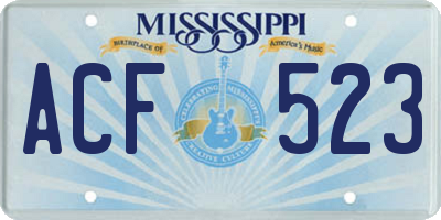 MS license plate ACF523