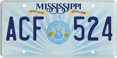 MS license plate ACF524