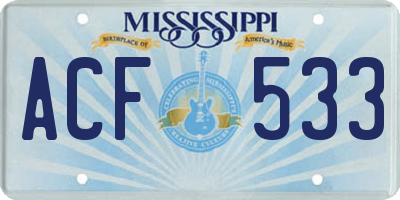 MS license plate ACF533