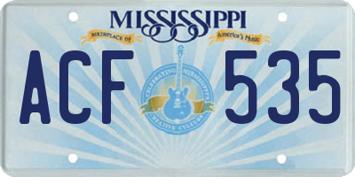 MS license plate ACF535