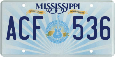 MS license plate ACF536
