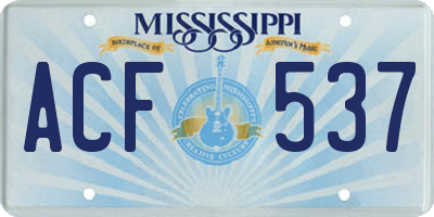MS license plate ACF537