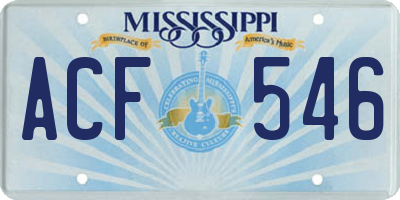 MS license plate ACF546