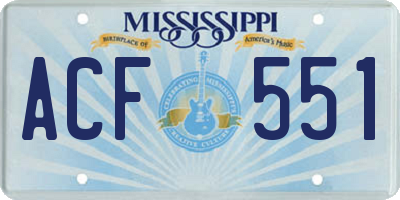 MS license plate ACF551