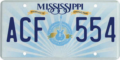 MS license plate ACF554