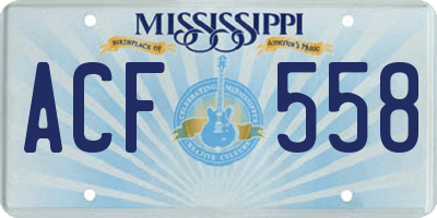 MS license plate ACF558