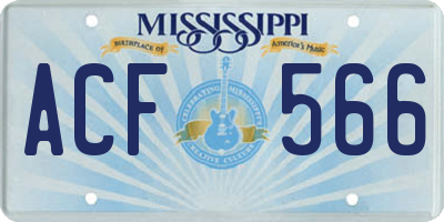 MS license plate ACF566