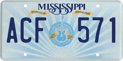 MS license plate ACF571