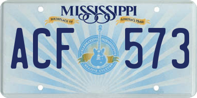 MS license plate ACF573