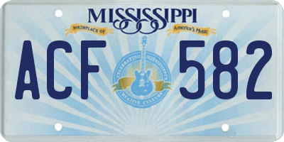 MS license plate ACF582