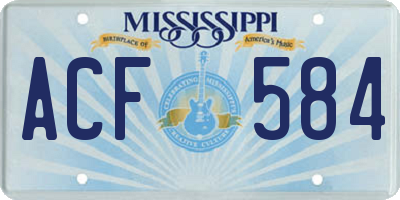 MS license plate ACF584