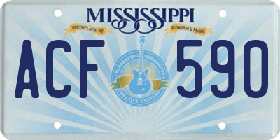 MS license plate ACF590
